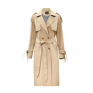 2019 Autumn New Casual Women's Cotton Washed Long Double-breasted Trench Coat Loose Clothing