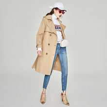 Load image into Gallery viewer, 2019 Autumn Fashion Casual Women&#39;s Khaki Trench Coat Double Breasted Long Outerwear