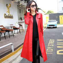 Load image into Gallery viewer, 2019 New Fashion Ladies Elegant Washed PU Leather Coats Trench