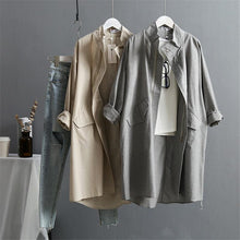 Load image into Gallery viewer, 2019 Summer Cotton Linen Women&#39;s Trench Coat Korean Version Long Sleeved Loose Women Coats