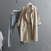 Load image into Gallery viewer, 2019 Summer Cotton Linen Women&#39;s Trench Coat Korean Version Long Sleeved Loose Women Coats