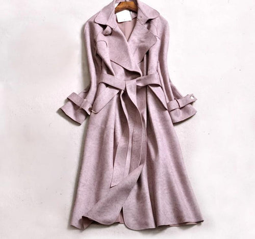 2019 Trench Coat Female Elegant Solid Long Cardigan Slim Windbreaker Trincheira Casaco Feminino