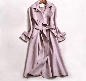2019 Trench Coat Female Elegant Solid Long Cardigan Slim Windbreaker Trincheira Casaco Feminino