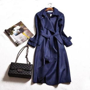 2019 Trench Coat Female Elegant Solid Long Cardigan Slim Windbreaker Trincheira Casaco Feminino