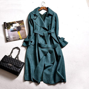 2019 Trench Coat Female Elegant Solid Long Cardigan Slim Windbreaker Trincheira Casaco Feminino