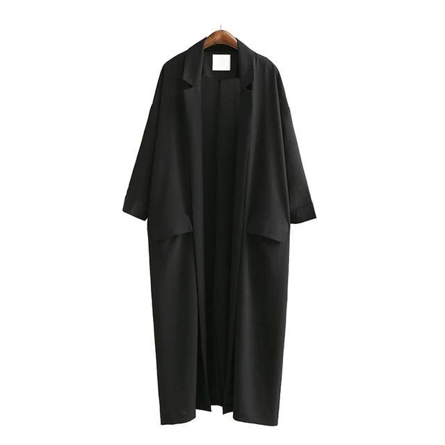 2019 Summer Loose Women Coats Three Quarter Sleeve Black Sunscreen Trench Coat Clothes Korean