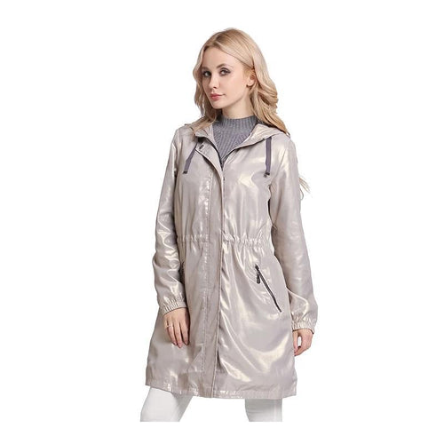2019 Trench Women Autumn New fashion Coats Hood Windbreaker Adjustable Waist Ladies Outerwear