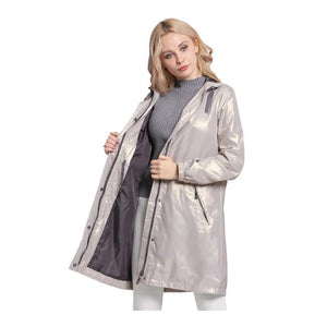 2019 Trench Women Autumn New fashion Coats Hood Windbreaker Adjustable Waist Ladies Outerwear