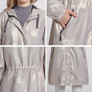 2019 Trench Women Autumn New fashion Coats Hood Windbreaker Adjustable Waist Ladies Outerwear