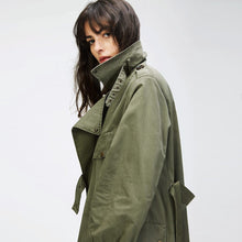 Load image into Gallery viewer, 2019 Autumn Women&#39;s Casual Trench Coat Cotton Vintage Washed Military Outwear Loose Clothing With Belt