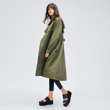 Load image into Gallery viewer, 2019 Autumn Women&#39;s Casual Trench Coat Cotton Vintage Washed Military Outwear Loose Clothing With Belt