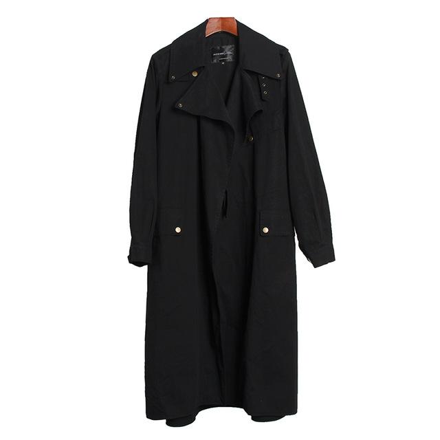 2019 Autumn Women's Casual Trench Coat Cotton Vintage Washed Military Outwear Loose Clothing With Belt