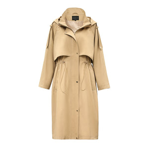 2019 Autumn New Casual Women's Cotton X-Long Hooded Trench Coat