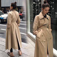 Load image into Gallery viewer, Casual Women&#39;s Khaki Trench Coat Long Outerwear Loose Clothes Office Lady Windbreaker With Belt