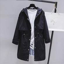 Load image into Gallery viewer, 2019 Spring Autumn Trench Coat Women Casual Adjustable Waist Outwear Female Korean Fashion Hooded Windbreaker