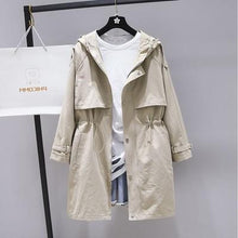 Load image into Gallery viewer, 2019 Spring Autumn Trench Coat Women Casual Adjustable Waist Outwear Female Korean Fashion Hooded Windbreaker