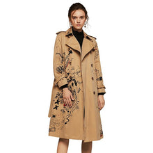Load image into Gallery viewer, 2019 Autumn And Winter Trench Coat Women Long Sleeve Printing Windbreaker Trench Femme