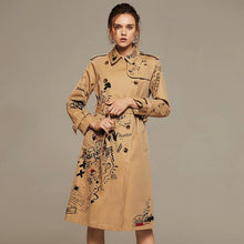 Load image into Gallery viewer, 2019 Autumn And Winter Trench Coat Women Long Sleeve Printing Windbreaker Trench Femme
