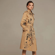 Load image into Gallery viewer, 2019 Autumn And Winter Trench Coat Women Long Sleeve Printing Windbreaker Trench Femme