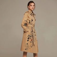 Load image into Gallery viewer, 2019 Autumn And Winter Trench Coat Women Long Sleeve Printing Windbreaker Trench Femme