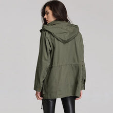 Load image into Gallery viewer, Women Anorak Solid Color Long Sleeved Pockets Zipper Hooded Collar Coat