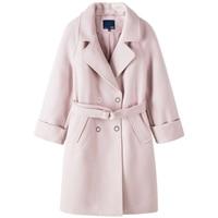 Load image into Gallery viewer, Women Double-Breasted Trench Coat Women&#39;s Wool Blend Coat Slant Pocket Silky Polyester Lined