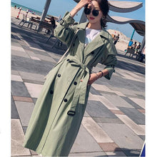 Load image into Gallery viewer, 2019 Autumn Women Long Trench Coat With Belt Turn Down Collar Clothes Long Coat Trench Femme