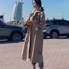 Load image into Gallery viewer, 2019 Autumn Women Long Trench Coat With Belt Turn Down Collar Clothes Long Coat Trench Femme