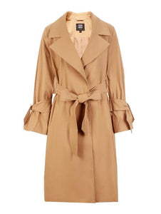 OL Style Concealed Buttons Lace-up Lapel Minimalist Trench Coat
