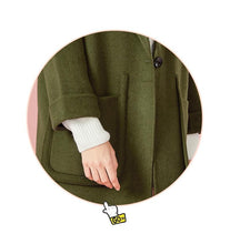 Load image into Gallery viewer, Women Long Wool-Blend Dropped Shoulder Coats Turn-Down Collar Long Sleeve Trench Winter Female Coats Outwear