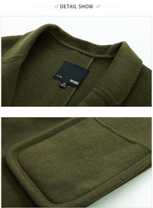 Women Long Wool-Blend Dropped Shoulder Coats Turn-Down Collar Long Sleeve Trench Winter Female Coats Outwear
