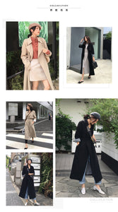 Spring Autumn Maxi Long Women's Loose Trench Coat With Belt Khaki Korean Style Windbreaker Outwear