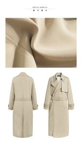 Spring Autumn Maxi Long Women's Loose Trench Coat With Belt Khaki Korean Style Windbreaker Outwear