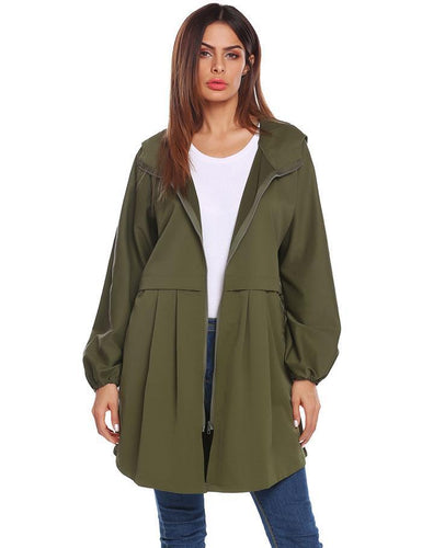 Autumn Hooded Rain Jacke Lightweight Waterproof Long Sleeve Raincoat Women Outwears Solid Ladies Coats