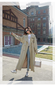 Women Holiday Comfortable Loose Trench Coat Professional Temperament Solid Girls Warm Outdoor Long Trench
