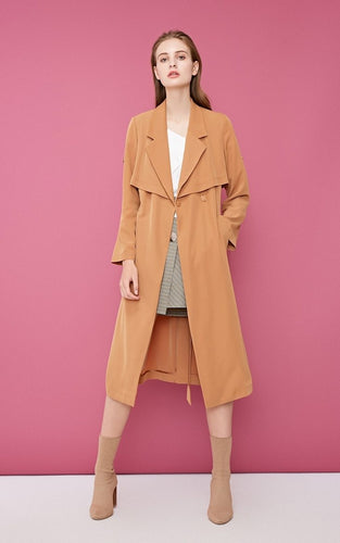 Back Cover Lapel Long Pure Trench Coat
