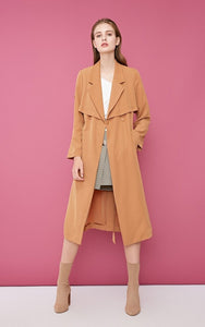 Back Cover Lapel Long Pure Trench Coat