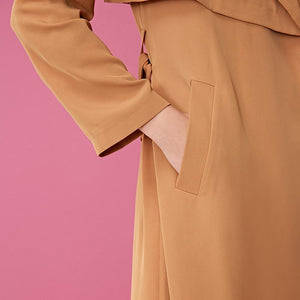Back Cover Lapel Long Pure Trench Coat