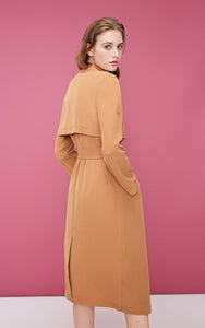 Back Cover Lapel Long Pure Trench Coat