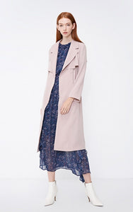 Back Cover Lapel Long Pure Trench Coat