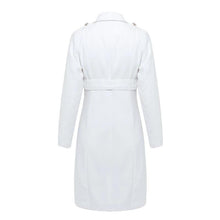 Load image into Gallery viewer, Vintage Double Breasted White Trench Coat Women Sashes Slim Long Trench Winter Office Solid Trench Dress