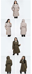 2019 Women Spring Jacket Windbreaker Jacket Drawstring Hem Long Sleeves Hooded Coat Spring Lightweight Windbreaker