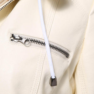 Gothic Faux Leather Jacket Women Hoodies Winter Autumn Motorcycle Jacket Black