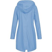 Load image into Gallery viewer, Women Long Sleeve Hooded Raincoat Windbreaker Ladies Casual Solid Outdoor Waterproof Trench Coats