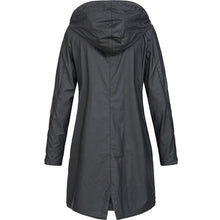 Load image into Gallery viewer, Women Long Sleeve Hooded Raincoat Windbreaker Ladies Casual Solid Outdoor Waterproof Trench Coats