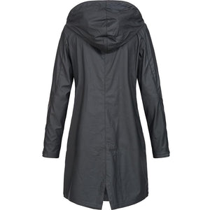 Women Long Sleeve Hooded Raincoat Windbreaker Ladies Casual Solid Outdoor Waterproof Trench Coats