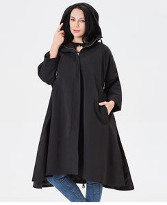 2019 Trench Coat Women Hooded High Quality Windbreaker Fashion Gothic Long Loose Suitable
