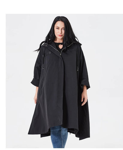 2019 Trench Coat Women Hooded High Quality Windbreaker Fashion Gothic Long Loose Suitable