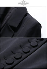 Load image into Gallery viewer, 2019 Women Slim Black Trench Coat White Sexy V-Neck Single Breasted Petal Sleeve Long Style Women Out Wear Club Coats