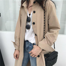 Load image into Gallery viewer, Women Autumn Long Sleeve Long Trench Coat Female Pocket Cardigan Straight Shirt Windbreaker Overcoat